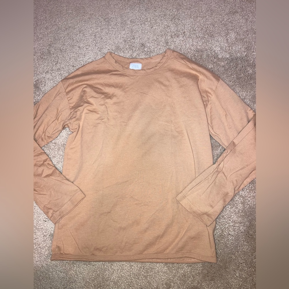 Girls ZARA kids lighter orange color basic long sleeve shirt size 10